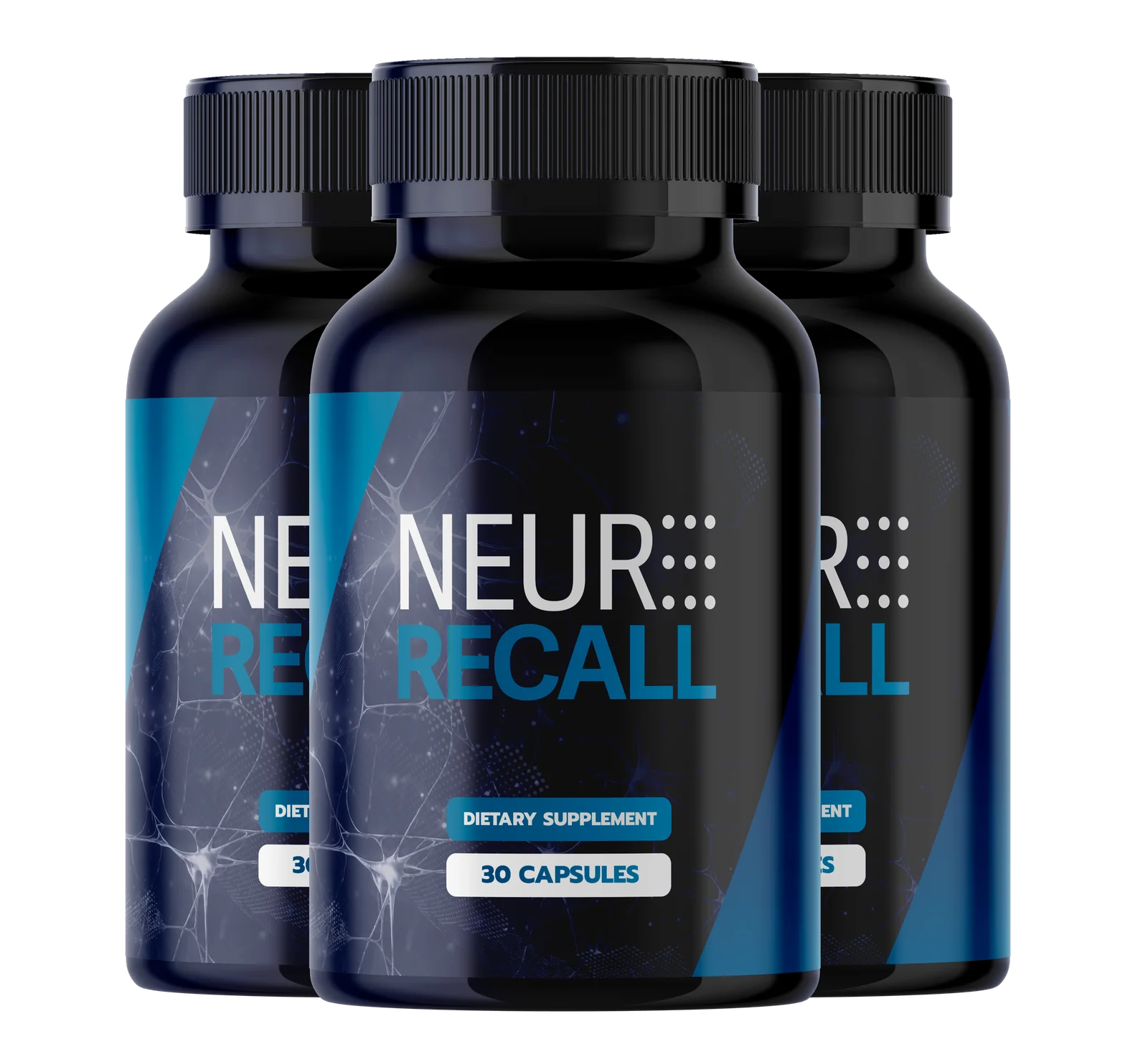 NeuroRecall cognitive support capsules — three bottle package